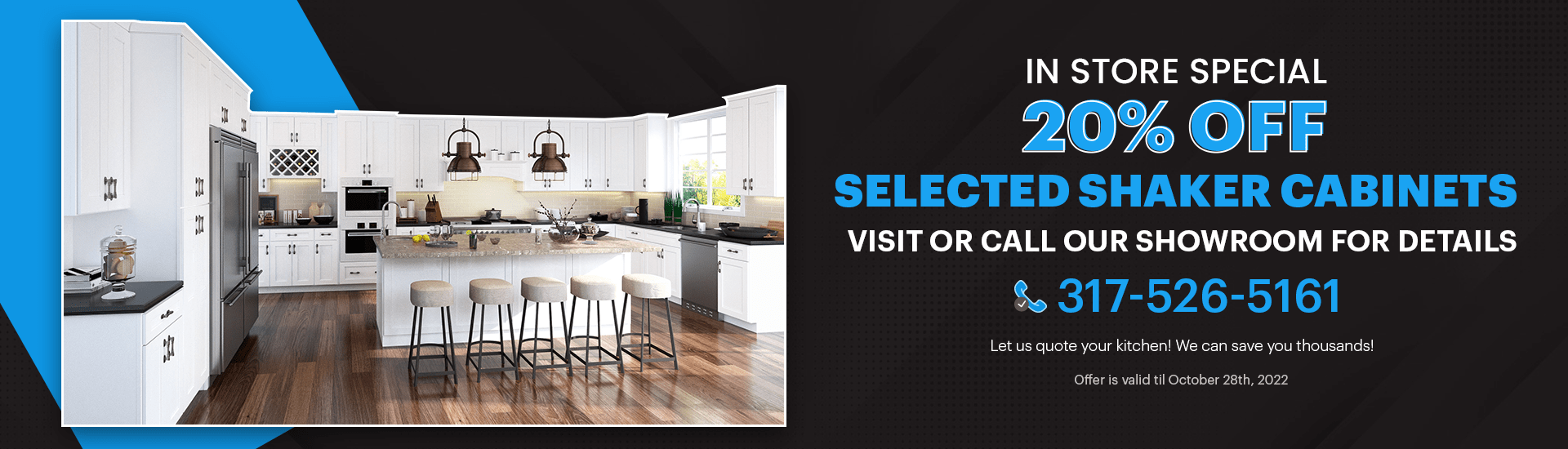 In store special on selected shaker cabinets