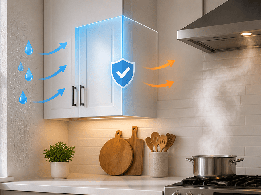 Preventing heat and moisture damage to cabinets